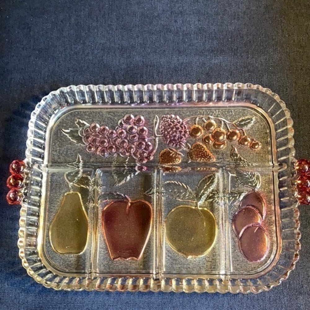 Fruit sectional glass serving tray
